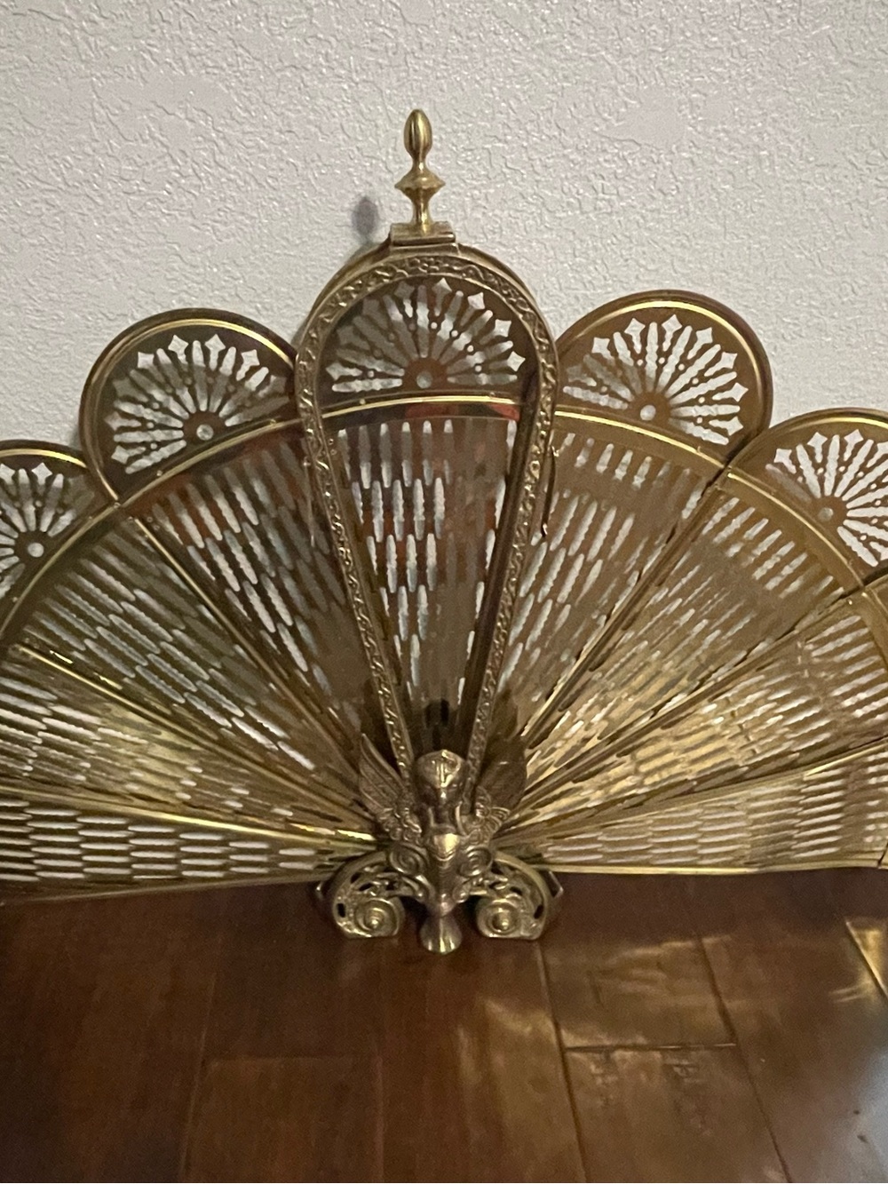 Decorative Brass Fan Fireplace Screen - Gold Finish